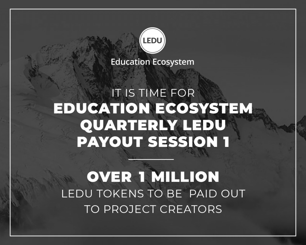 Education Ecosystem Quarterly LEDU Payout Session 1