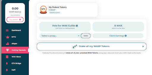 Staking your WAX Tokens